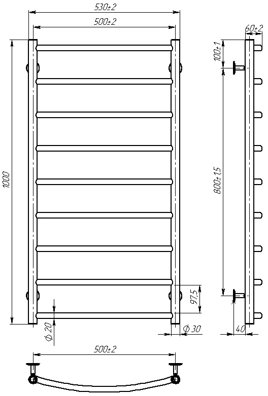 Venta Edge 1000x500 (EDW.100.50.9.O.O) Габаритні розміри