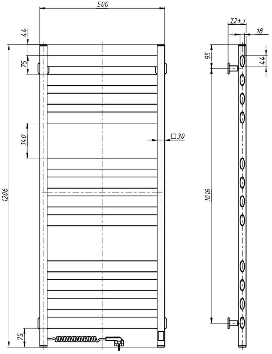 Navin Ellipse 500x1200 Sensor з Wi-Fi (12-245155-5012) Габаритні розміри