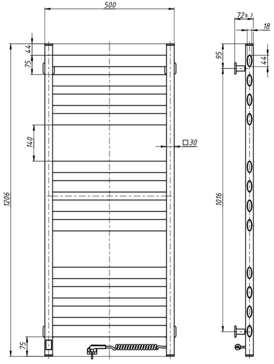 Navin Ellipse 500x1200 Sensor з Wi-Fi (12-245055-5012) Габаритні розміри