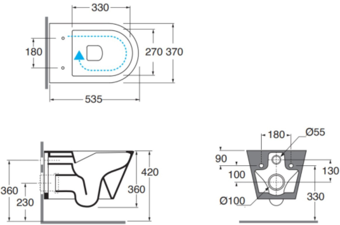Azzurra Forma FMVKSPE0000WBI+FOR1800/F Габаритные размеры