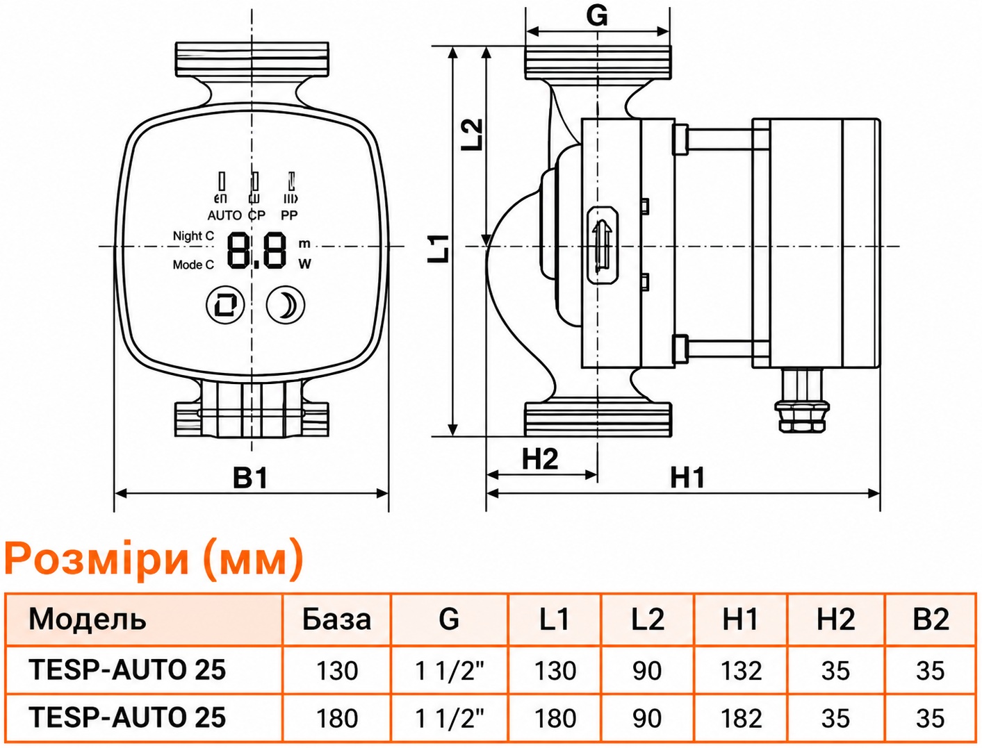 Tatra-Line TESP-AUTO 25-40/180 (104243) Габаритные размеры
